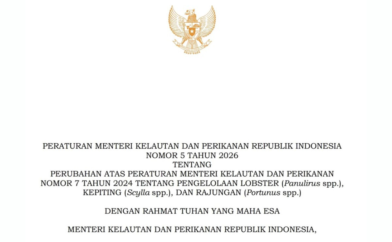 Permen KP No. 5 Tahun 2026 resmi melarang ekspor BBL. Fokus ke lobster 50 gram, kebijakan ini dinilai Gus Lilur sebagai kemenangan ekonomi nelayan. (Foto/Dokumen KKP)