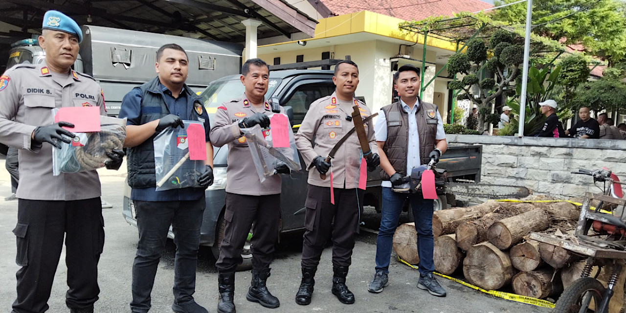 Polres Kediri Bongkar Penebangan Pohon Jati Ilegal di Hutan Kandangan