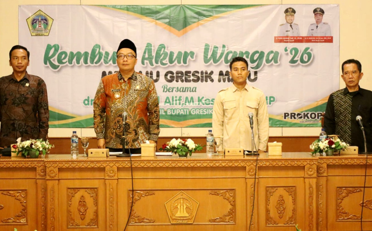 Wakil Bupati Gresik, Asluchul Alif, (2 dari kiri) di forum Rembuk Akur Menuju Gresik Maju di Lantai 4 Kantor Bupati Gresik. (Foto: Diskominfo Gresik)