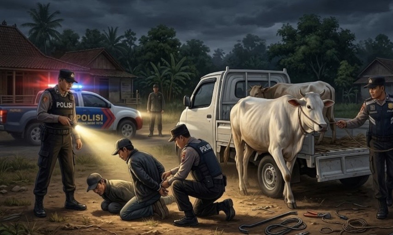 Patroli Antibegal Polres Probolinggo Kota Bongkar Sindikat Pencuri Sapi