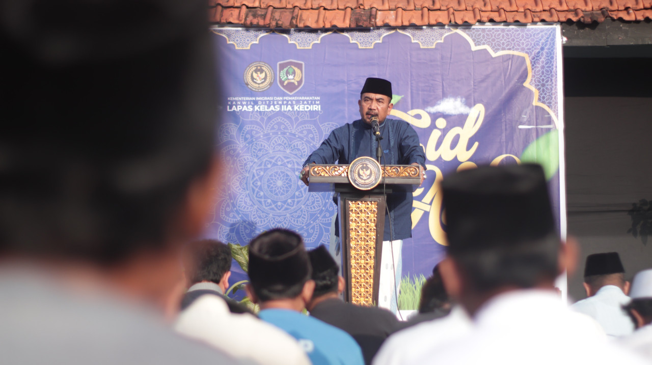Foto: Salat Idul Adha di Lapas Kediri