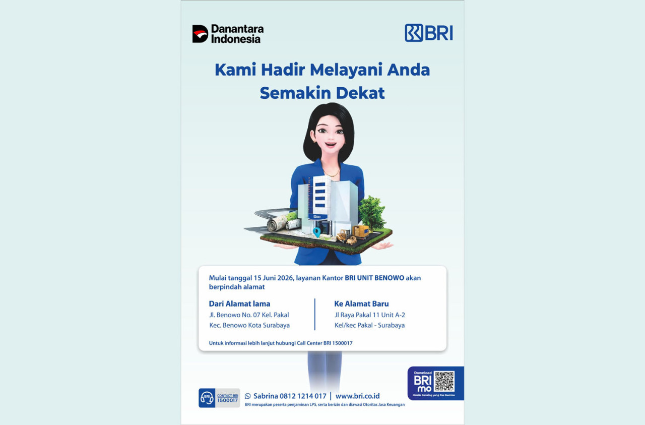 BRI Unit Benowo Surabaya Pindah Kantor Mulai 15 Juni, Cek Lokasi Barunya