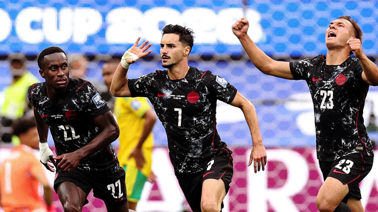 Timnas Kanada merayakan kemenangan atas Afrika Selatan. (Foto: instagram canadasoccer)