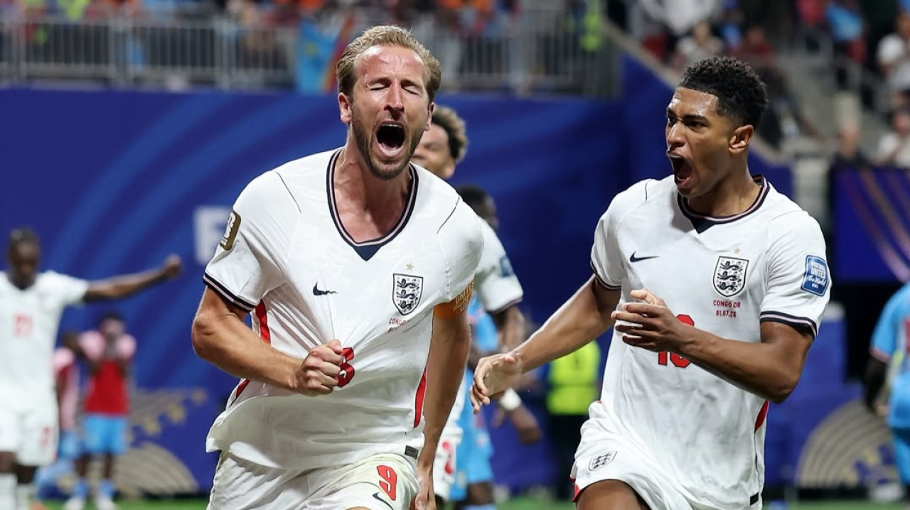 Striker Inggris Harry Kane saat merayakan gol kemenangan. (Foto: instagram england)