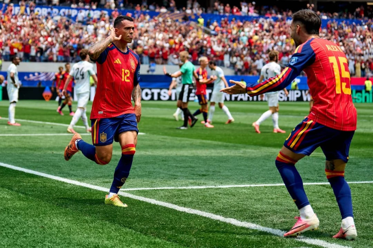 Pemain Timnas Spanyol merayakan gol kemenangan melawan Austria. (Foto:instagram timnasionalspanyol)