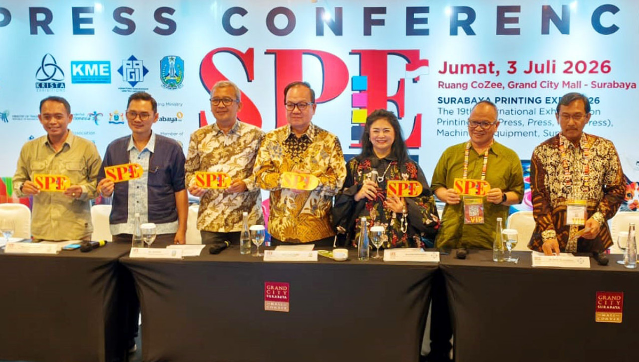 Konferensi pers Surabaya Printing Expo 2026 di Surabaya, Jumat (03/7/2026). (Foto: Ali Masduki/jatimnow.com)