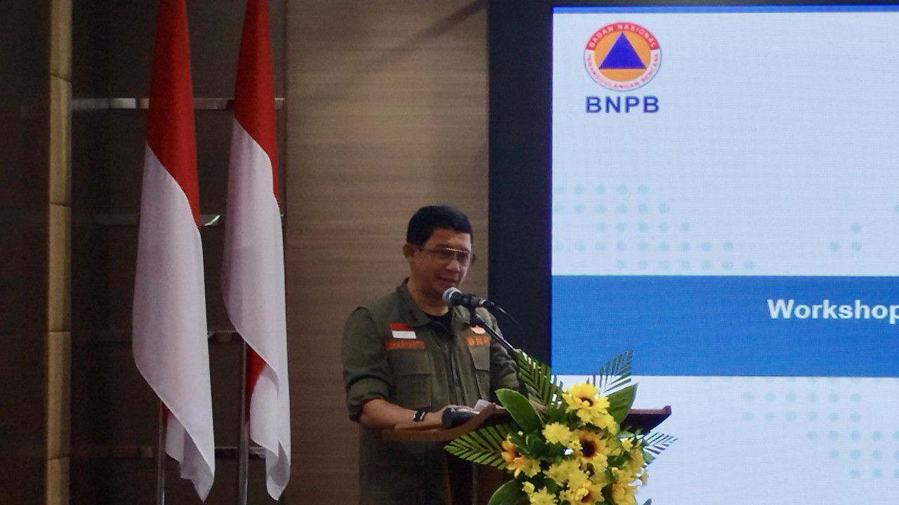 Kepala BNPB Letjen TNI Suhariyanto saat pemaparan lokakarya Destana di Malang. (Foto: Aris/jatimnow.com)