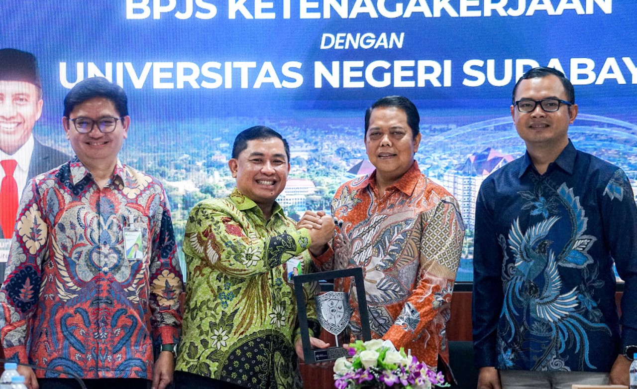 BPJS Ketenagakerjaan menggandeng Unesa memperluas perlindungan pekerja dan mahasiswa, termasuk peserta KKN dan magang. (Foto/jatimnow.com)