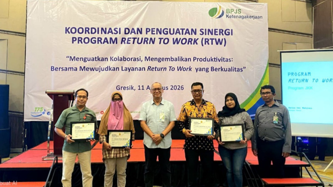 Kegiatan Koordinasi dan Penguatan Sinergi Program Return to Work yang digelar BPJS Ketenagakerjaan Cabang Gresik. (Foto: BPJS Ketenagakerjaan Gresik).