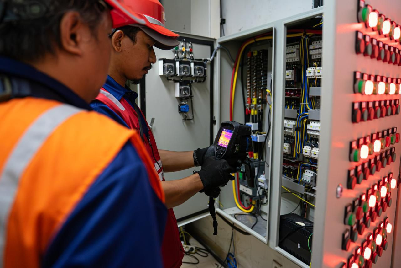 Petugas PLN memastikan kehandalan pasokan listrik pada Muktamar ke-35 NU. (Foto: PLN UID Jatim for jatimnow.com)