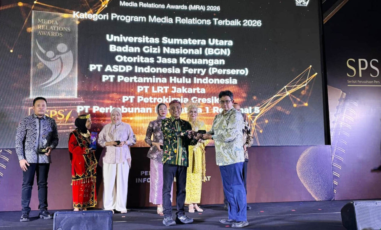 PTPN I Regional 5 meraih Gold Winner Media Relations Awards SPS 2026 berkat strategi komunikasi yang mampu memperkuat reputasi perusahaan. (Foto: PTPN for jatimnow.com)