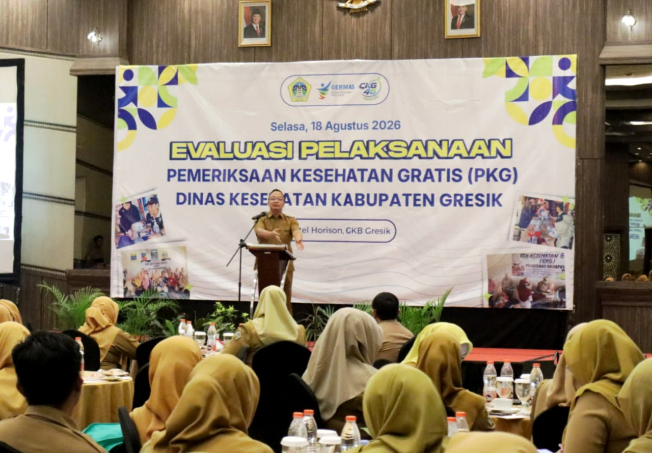 Wakil Bupati Gresik Asluchul Alif dalam evaluasi pelaksanaan PKG Kabupaten Gresik. (Diskominfo Gresik for jatimnow.com)