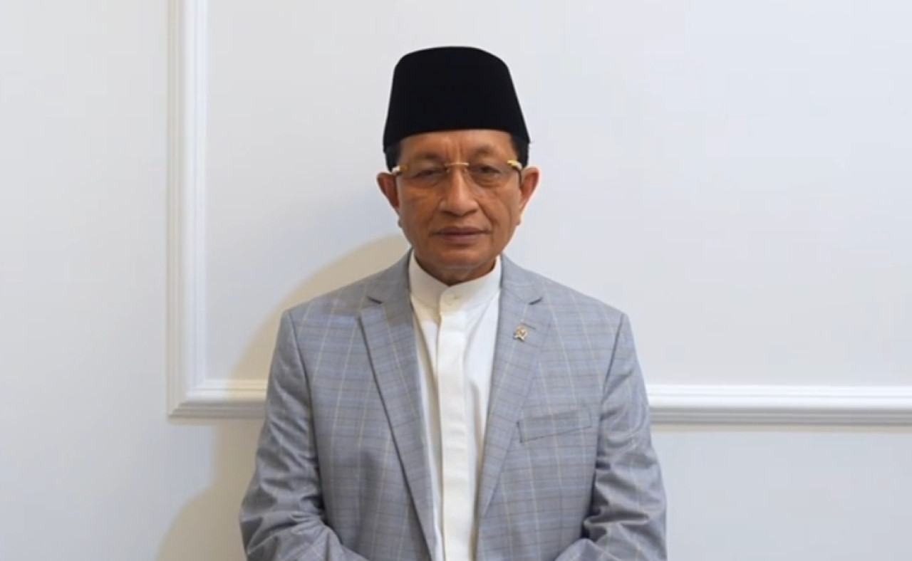 Menag RI Nasarudin Umar saat menyampaikan klarifikasinya tak maju sebagai Ketum PBNU