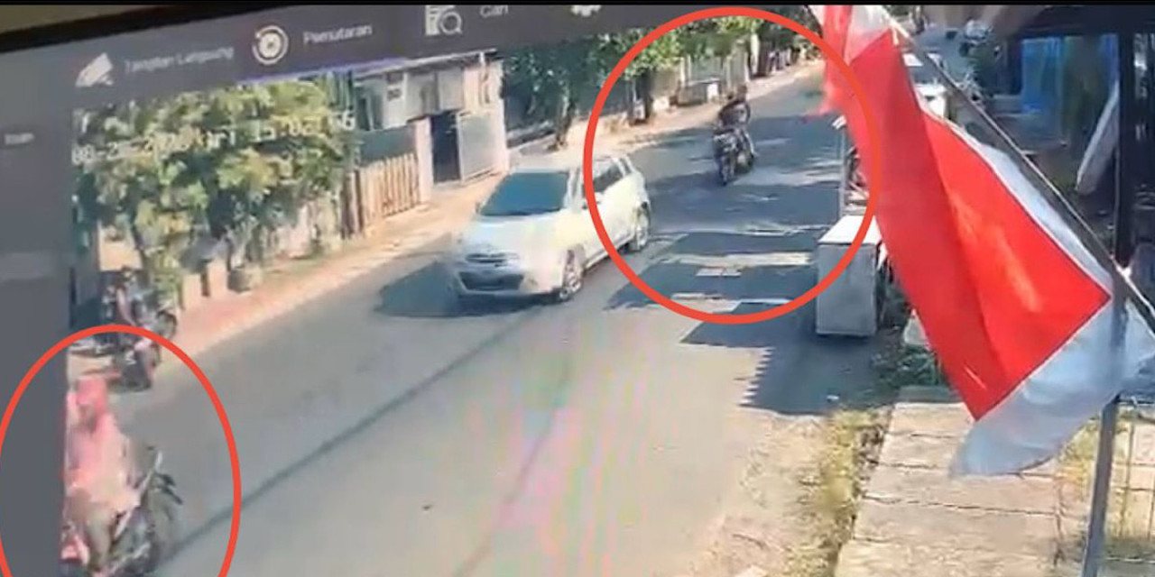 Rekaman CCTV aksi penjambretan di Surabaya.