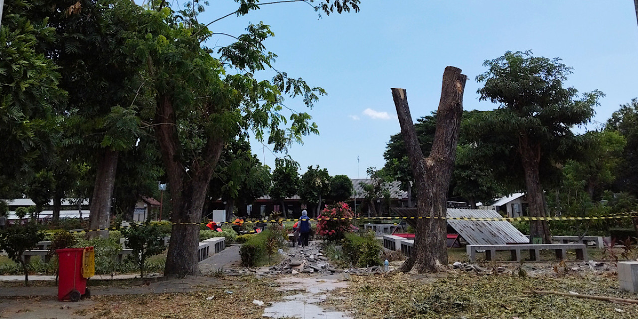 DLH Kediri Percantik Taman Kilisuci Pare, Pedestrian hingga Bangku Taman Dibenahi
