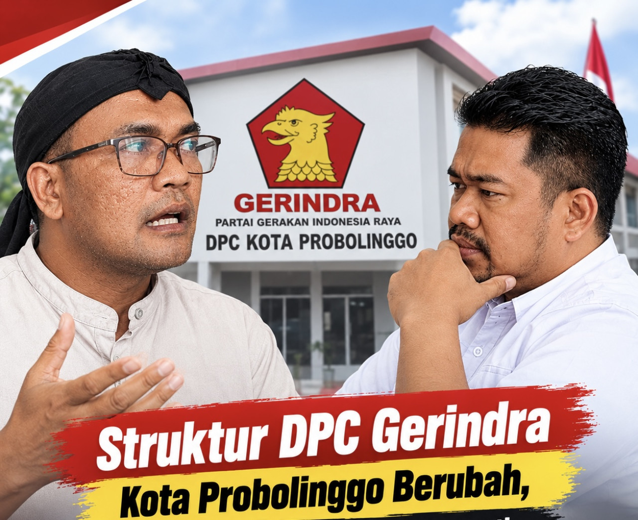 Sekertaris DPC Gerindara Kota Probolinggo Ryadlus (Kiri) dan Gus Nur (Foto: Ilustrasi AI))