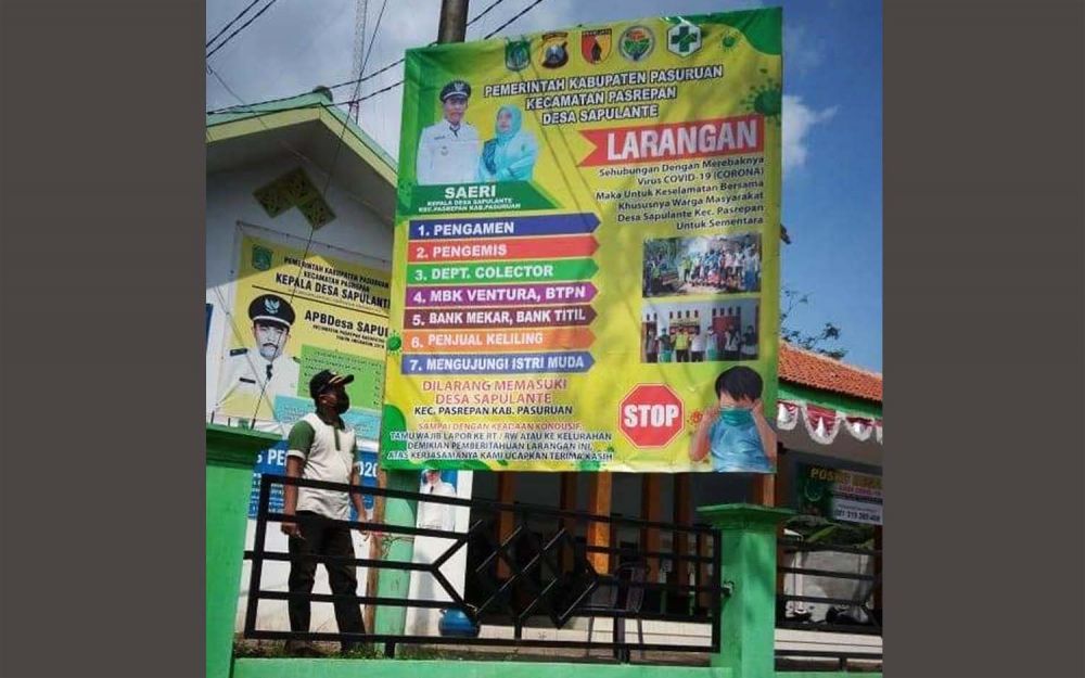 Aturan unik pencegahan Covid-19 di Desa Sapulante, Kecamatan Pasrepan, Kabupaten Pasuruan