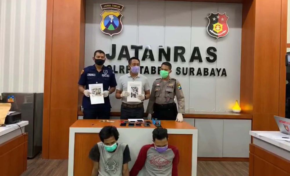 Tangkapan layar video jumpa pers daring ungkap kasus curas Unit Jatanras Satreskrim Polrestabes Surabaya