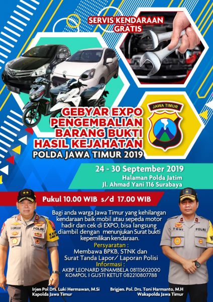 Gebyar Expo Pengembalian Barang Bukti Hasil Kejahatan Polda Jatim 2019