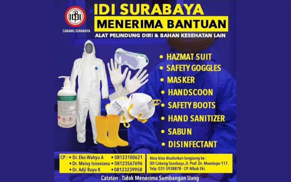 IDI Surabaya buka layanan bantuan APD dari masyarakat