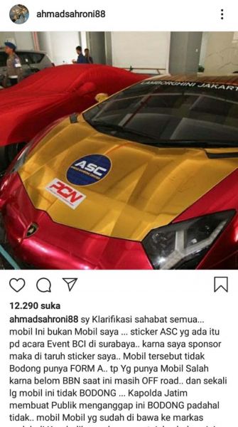 Capture akun Instagram Wakil Ketua Komisi III DPR RI Ahmad Sahroni