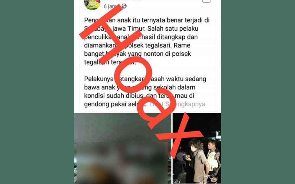 Kabar bohong penculikan anak di Tegalsari Surabaya yang tersebar di medsos