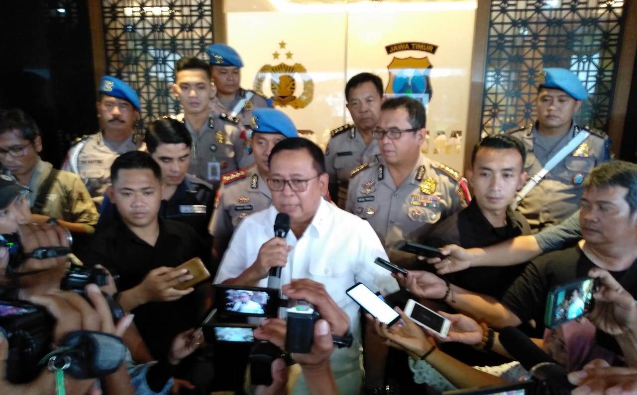 Kapolda Jatim Irjen Pol Luki Hermawan saat jumpa pers di Mapolda Jatim, Rabu (16/1/2019)/jatimnow.com