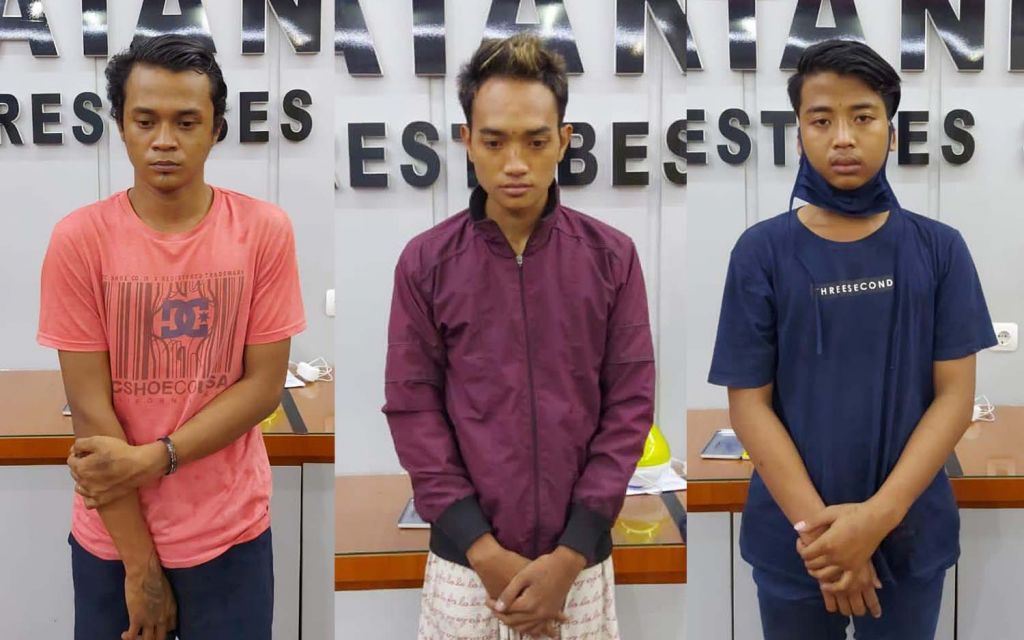 Kolase tiga pelaku sindikat pencurian sepeda angin lintas kota yang diringkus Unit Jatanras Polrestabes Surabaya