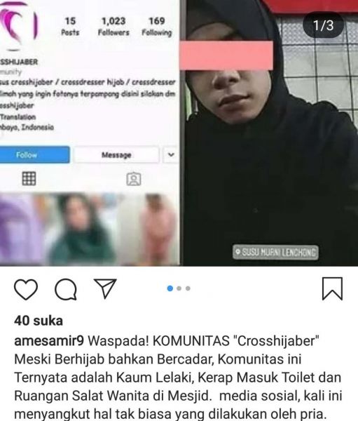Salah satu postingan warganet yang menginformasikan keberadaan komunitas crosshijaber