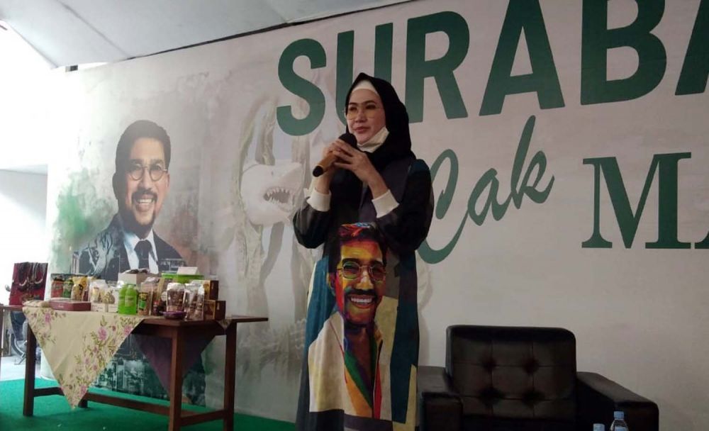 Ny Lita Machfud Arifin memaparkan program untuk UMKM di Surabaya pada Minggu (28/6/2020)