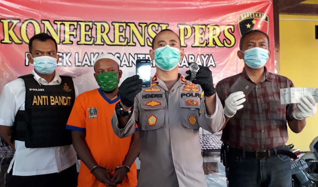 Pengangguran pelaku pencurian diamankan di Mapolsek Lakarsantri, Surabaya