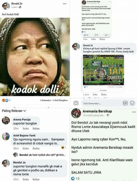 Screenshot postingan akun Bendol Jo dan Aremania Bersikap yang sedang ramai di medsos