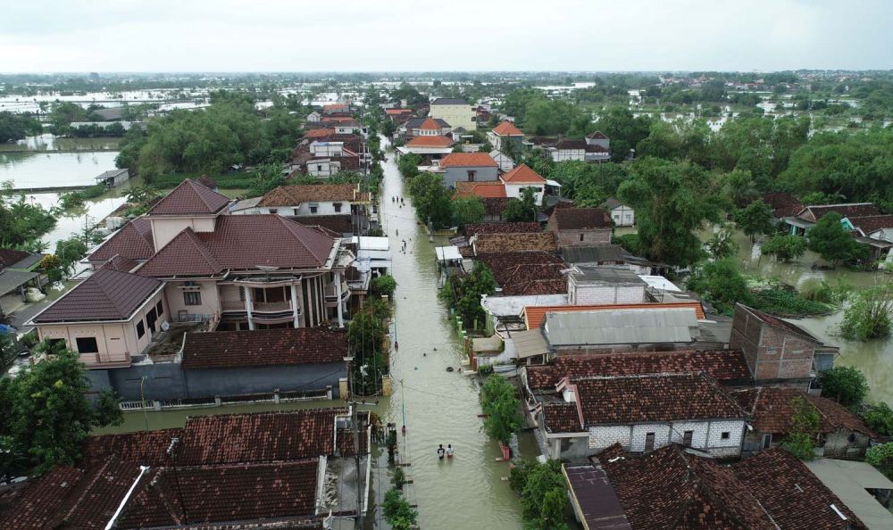 Penampakan Desa Iker-iker Geger, Kecamatan Cerme, Kabupaten Gresik saat terendam banjir (Foto: Istimewa)