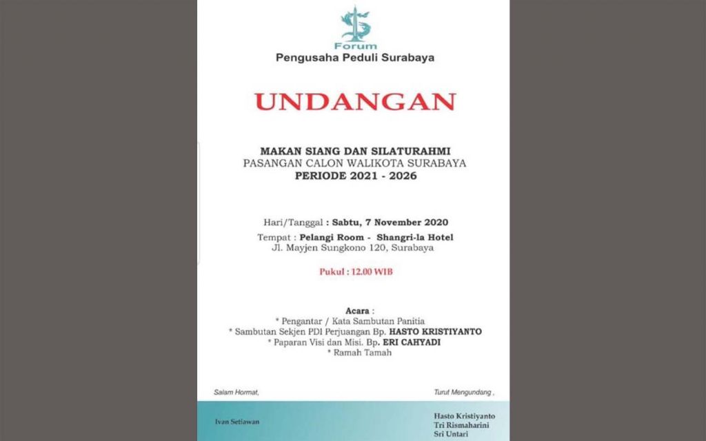 Undangan makan siang dan silaturahmi yang beredar