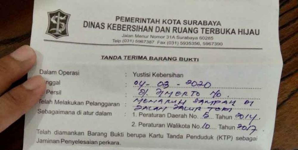 Surat dari DKRTH Pemkot Surabaya