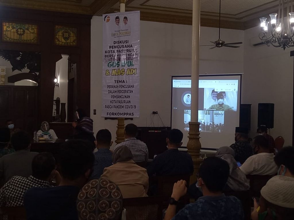 Gus Ipul hadir secara virtual dalam diskusi bersama para pengusaha di Kota Pasuruan