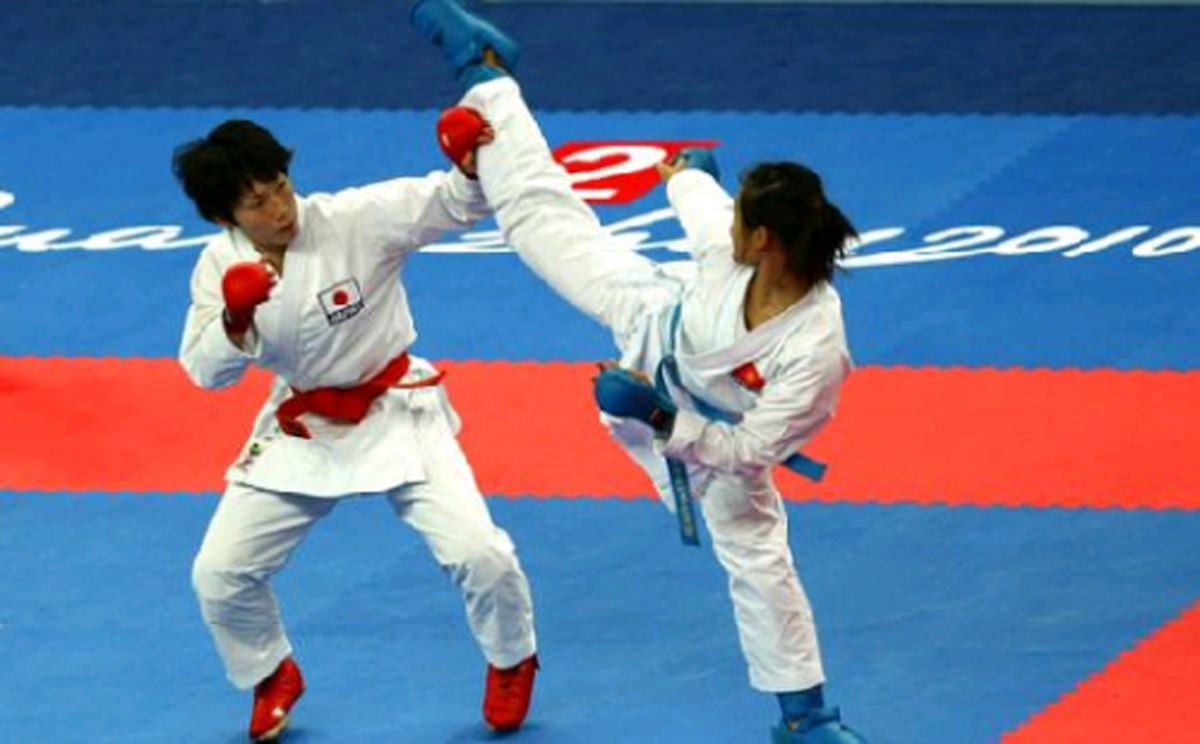 ilustrasi pertandingan karateka di Asian Games