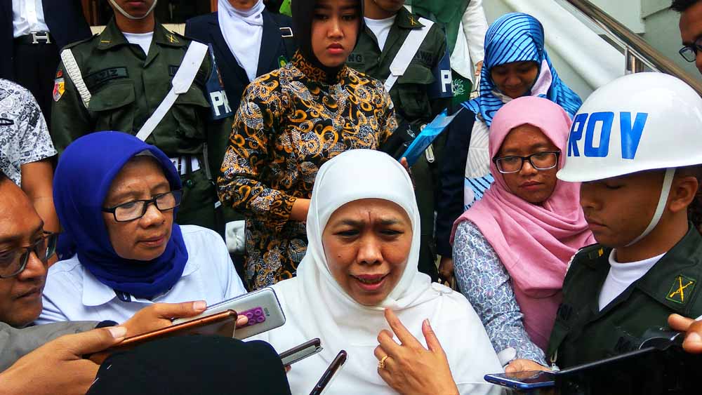 Gubernur Jawa Timur Terpilih Khofifah Indar Parawansa saat berada di kampus Universitas Brawijaya Malang