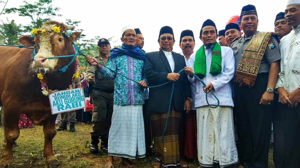 Bupati Blitar menyerahkan sumbangan sapi ke Pondok Pesantren Lirboyo